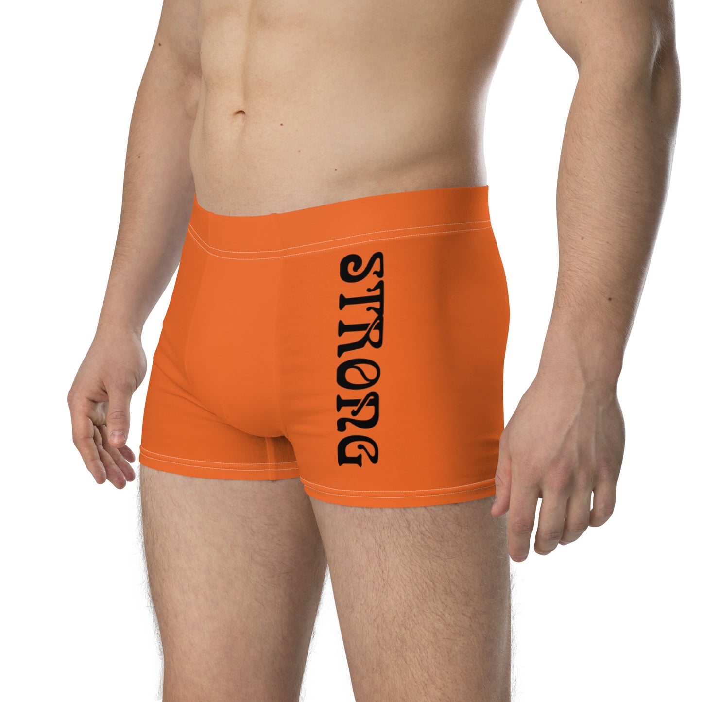 “STRONG”Orange Boxer Briefs W/Black Font