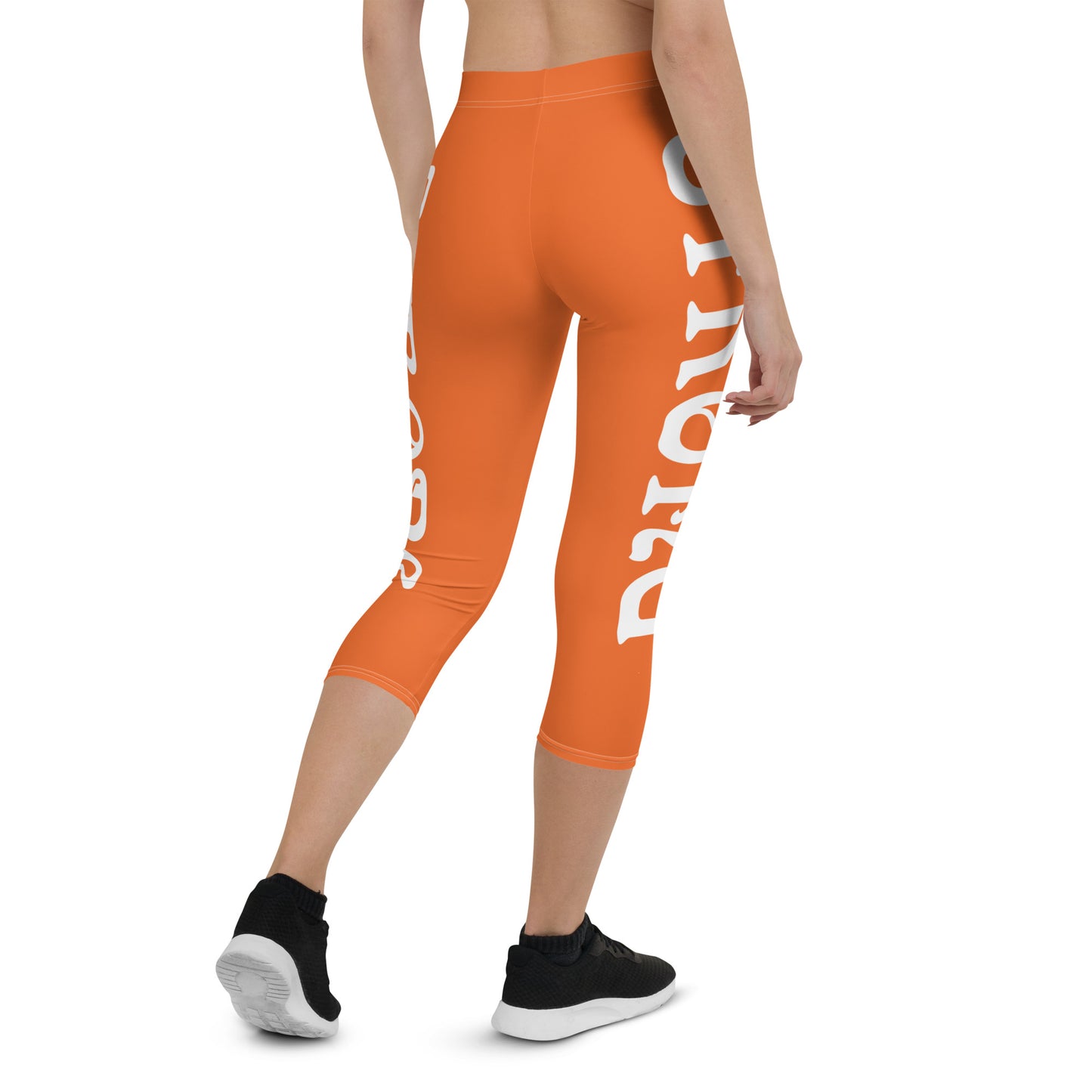 “STRONG” Orange Capri Leggings W/White Font