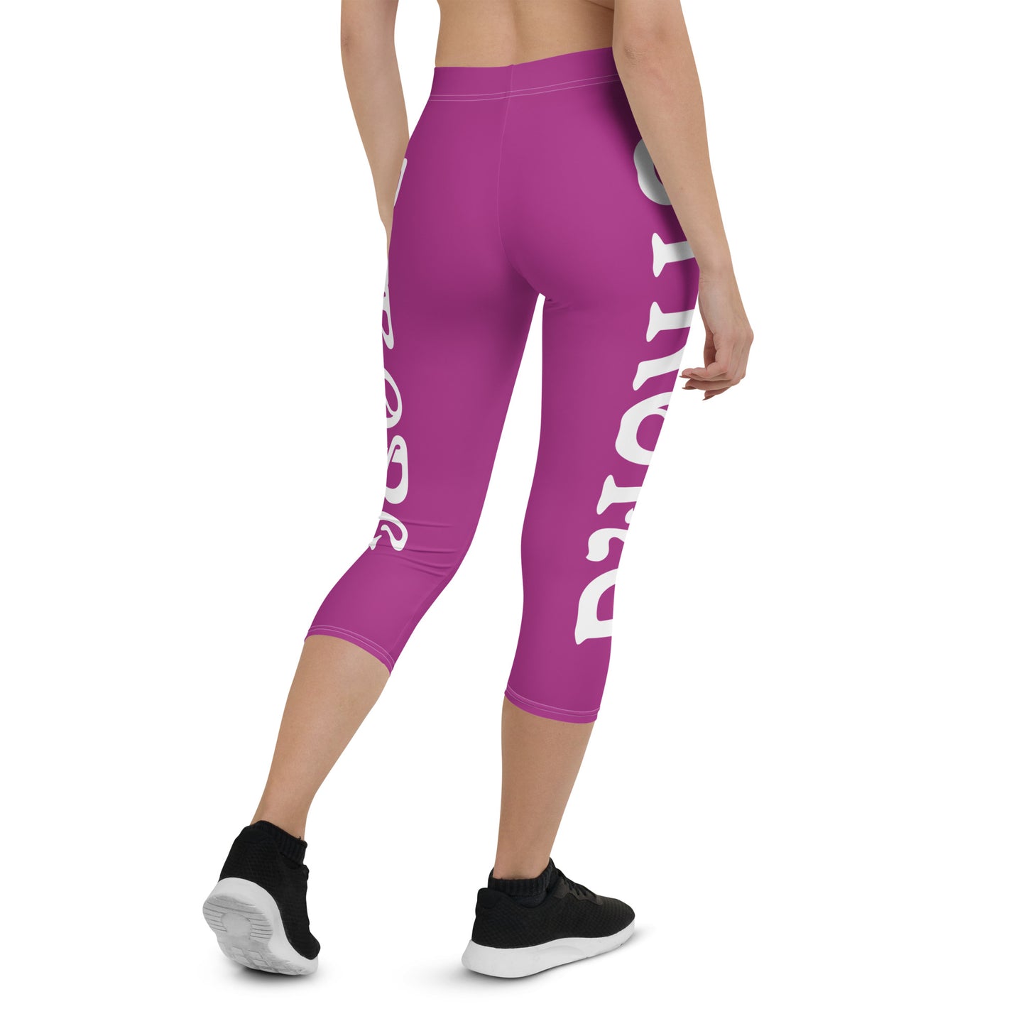 “STRONG” Violet Red Capri Leggings W/White Font