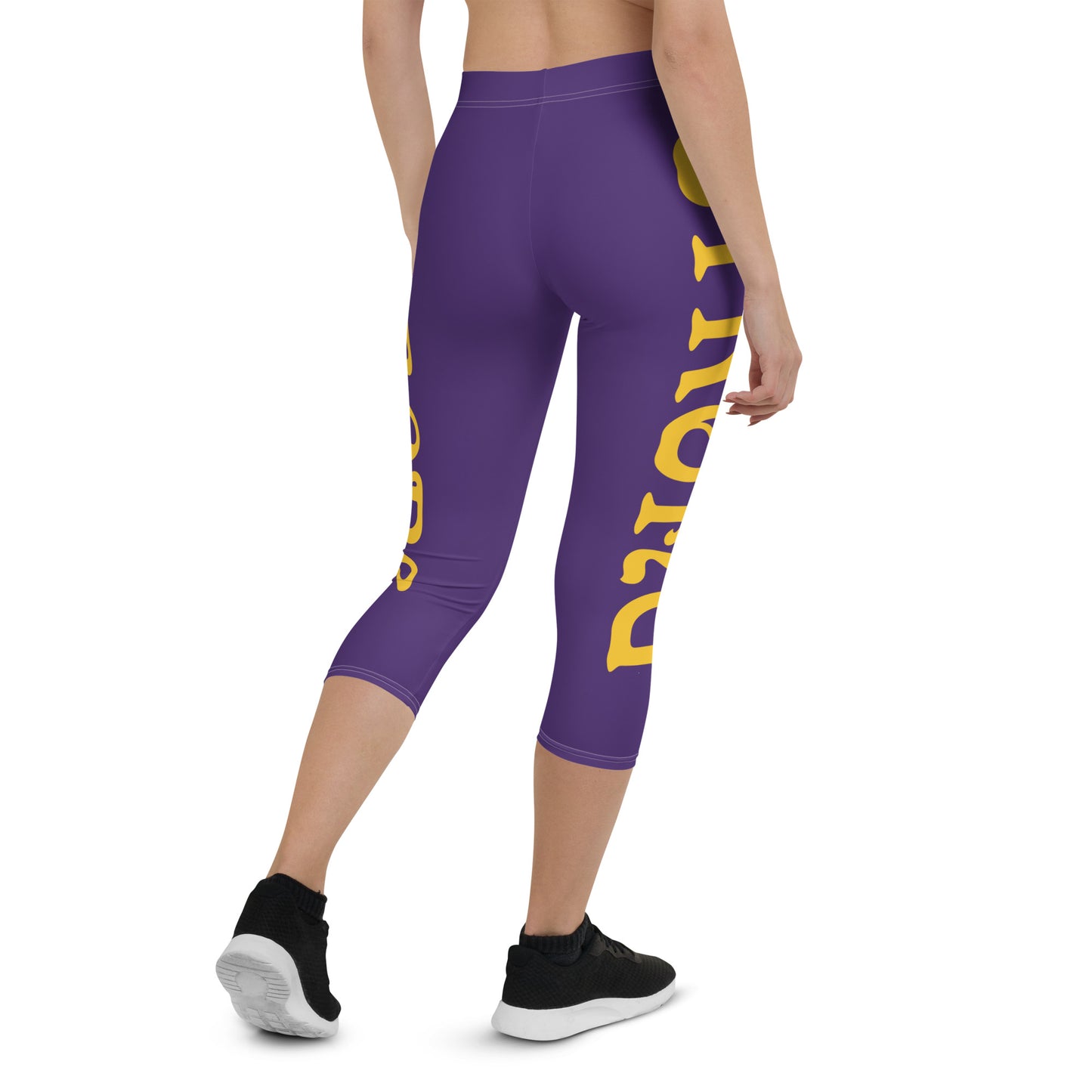 “STRONG” Purple Capri Leggings W/Yellow Font