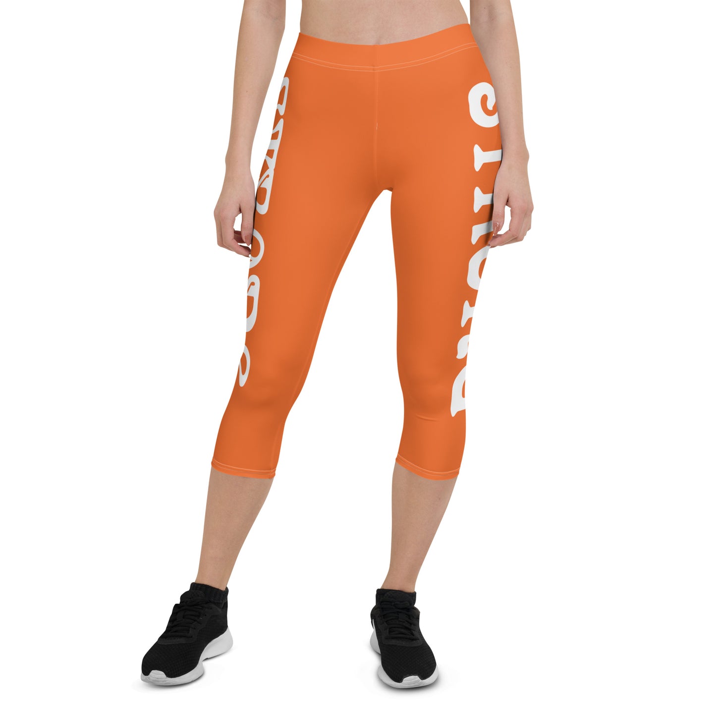 “STRONG” Orange Capri Leggings W/White Font