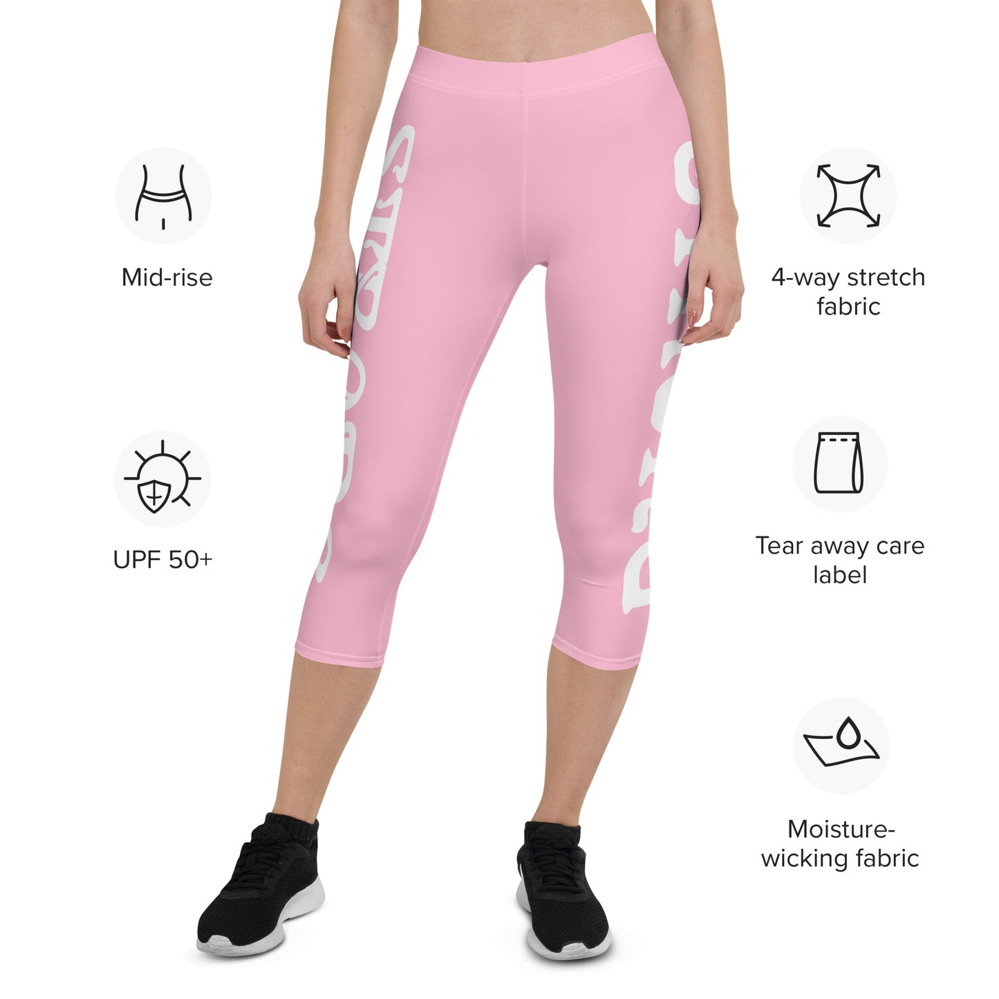 “STRONG” Cotton Candy Capri Leggings W/White Font