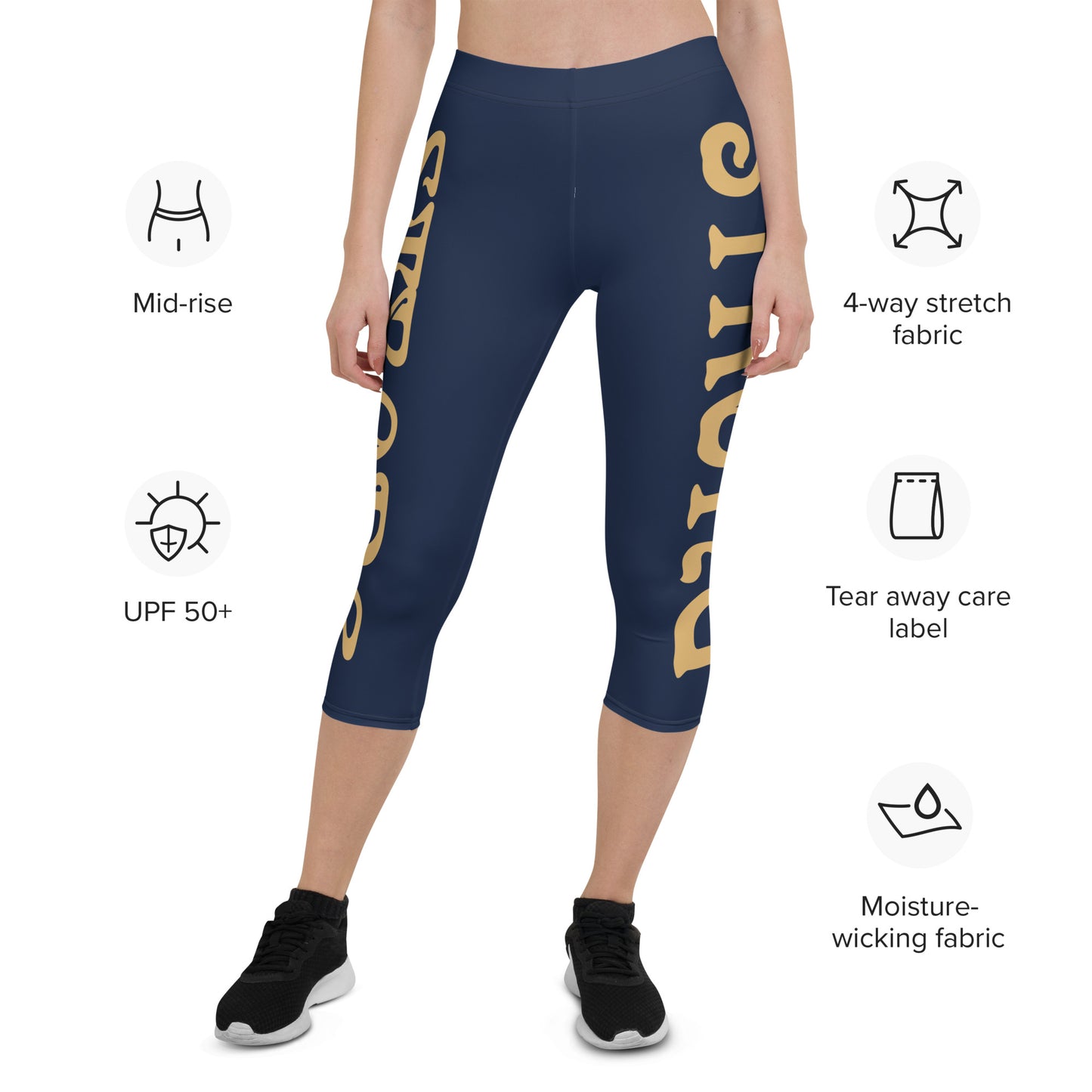 “STRONG” Navy Capri Leggings W/Fawn Font