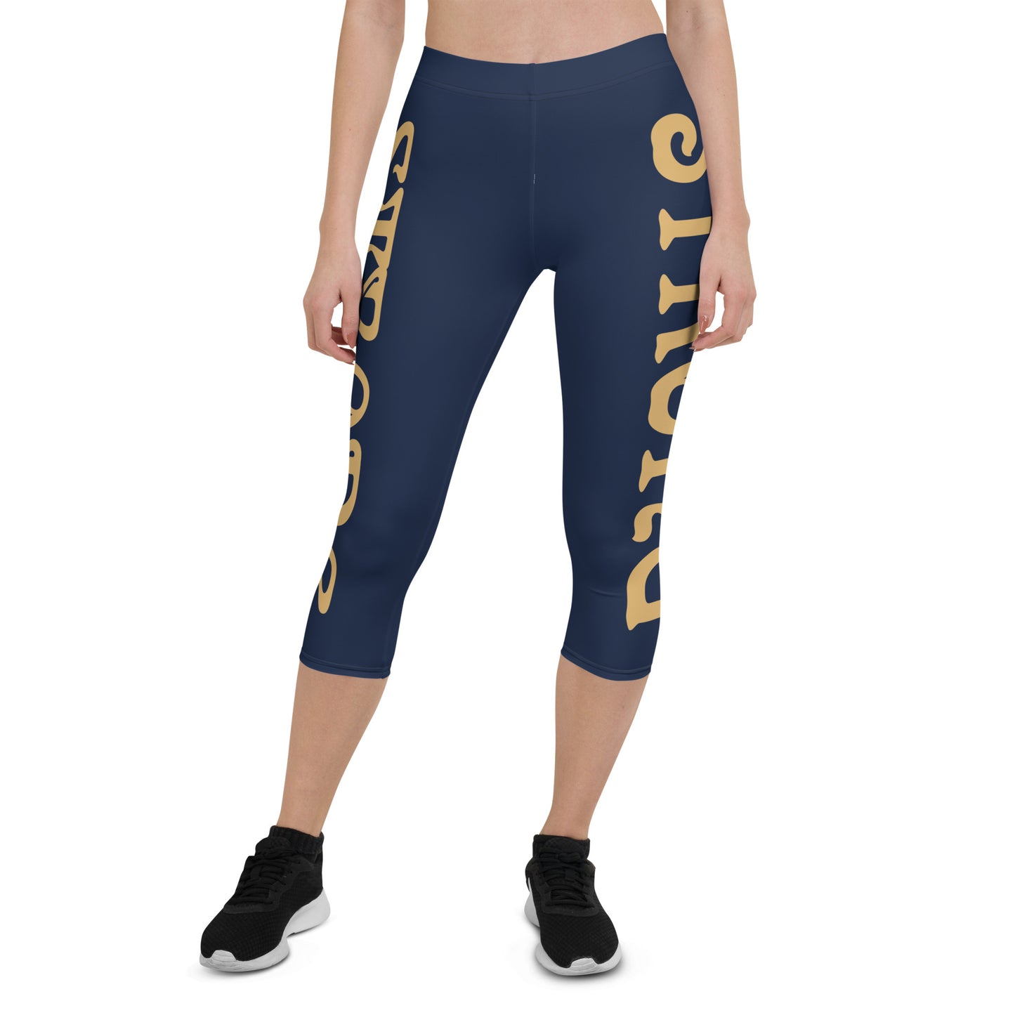 “STRONG” Navy Capri Leggings W/Fawn Font