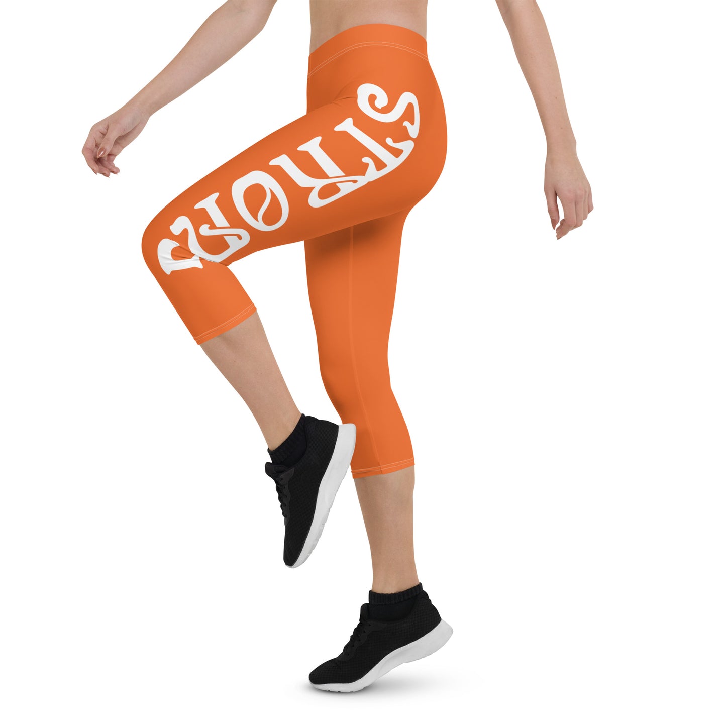 “STRONG” Orange Capri Leggings W/White Font