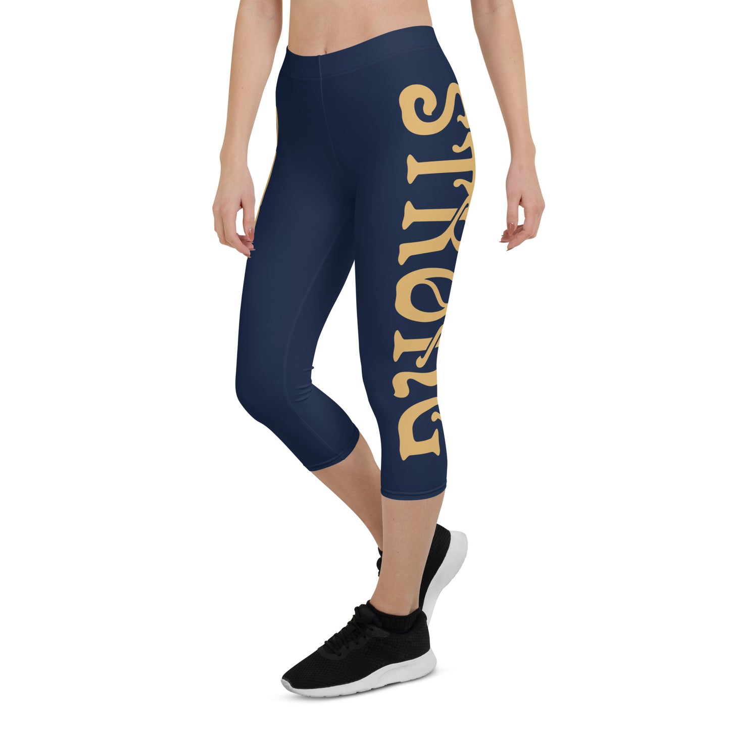 “STRONG” Navy Capri Leggings W/Fawn Font