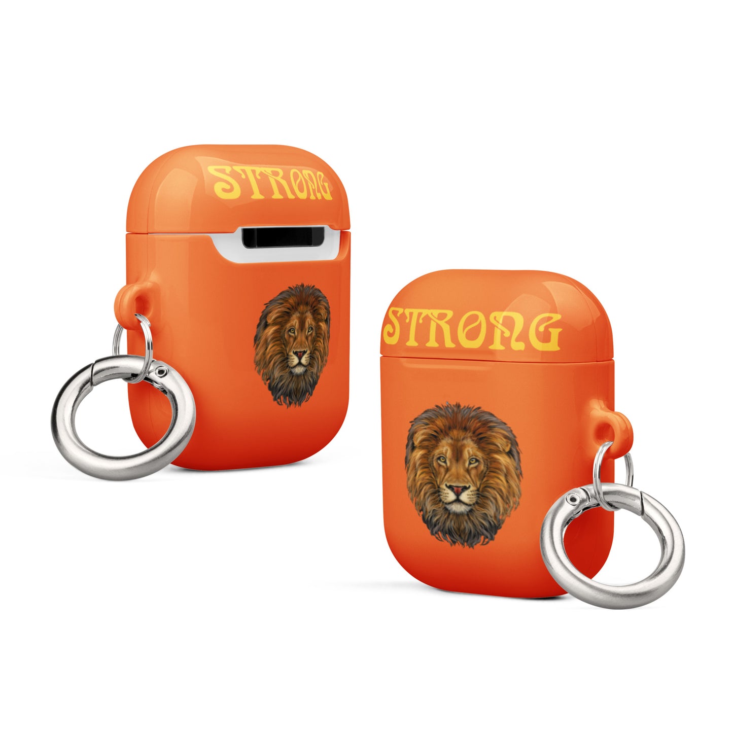 “STRONG”Orange Case for AirPods®W/Yellow Font