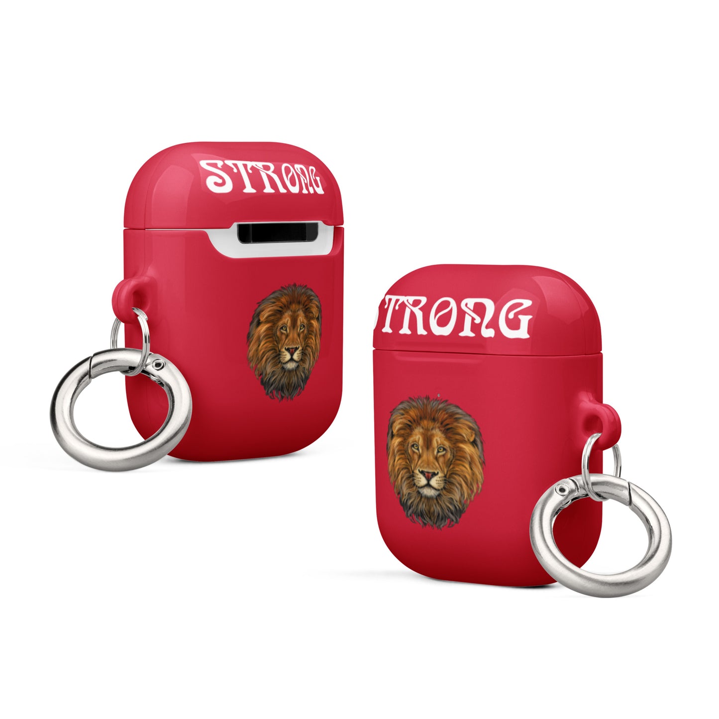 “STRONG”Red Case for AirPods®W/White Font