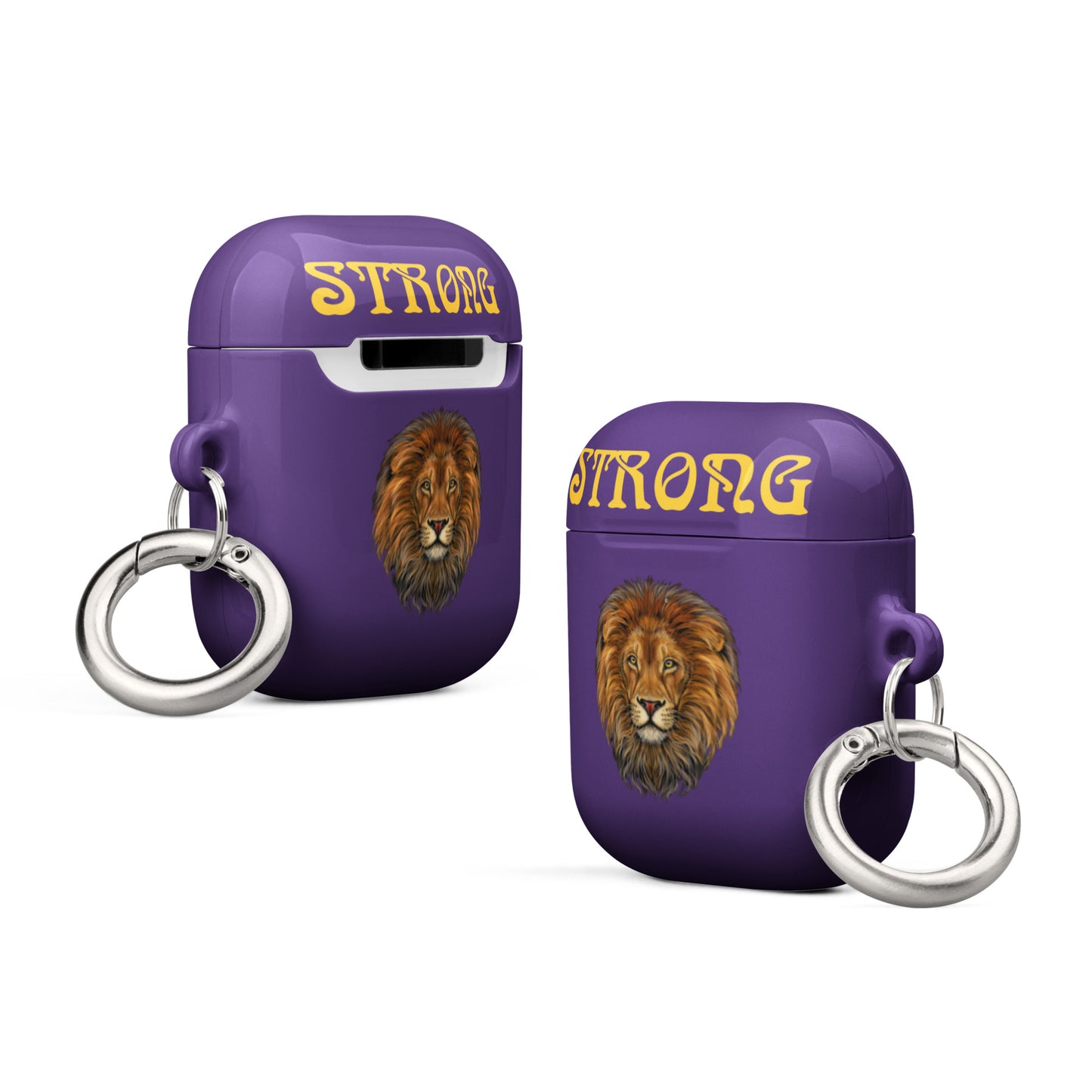“STRONG”Purple Case for AirPods® W/Yellow Font