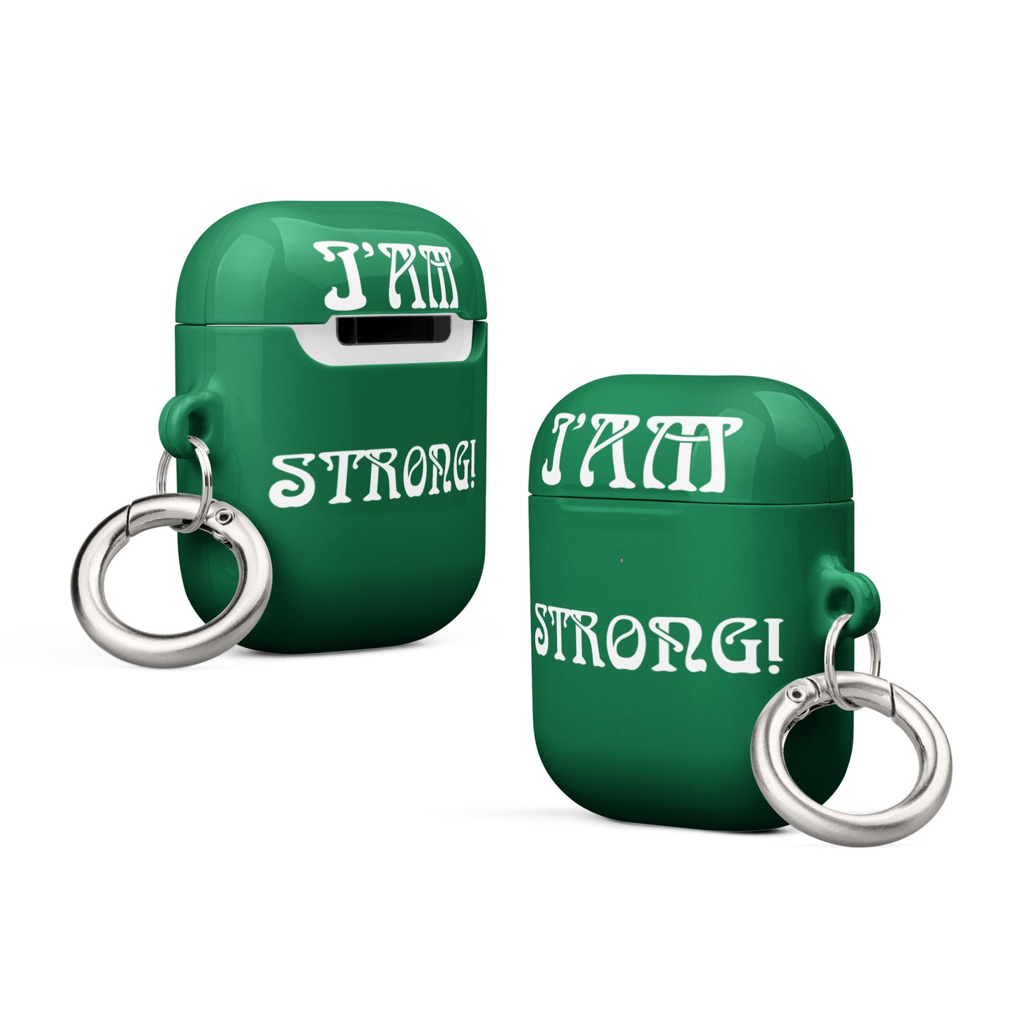 “I’AM STRONG!” Green Case for AirPods® W/White Font