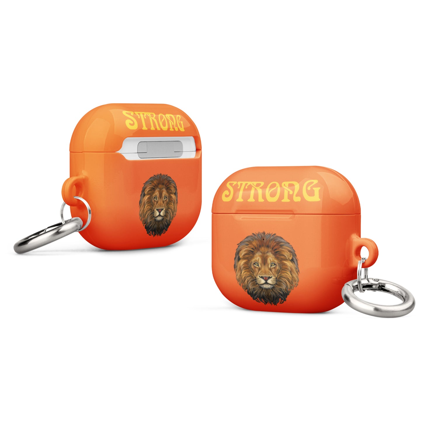 “STRONG”Orange Case for AirPods®W/Yellow Font