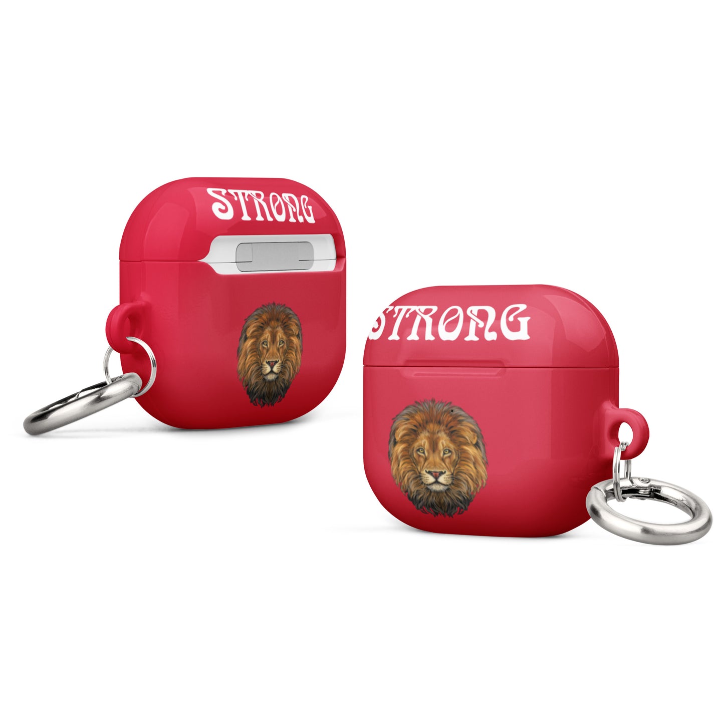 “STRONG”Red Case for AirPods®W/White Font