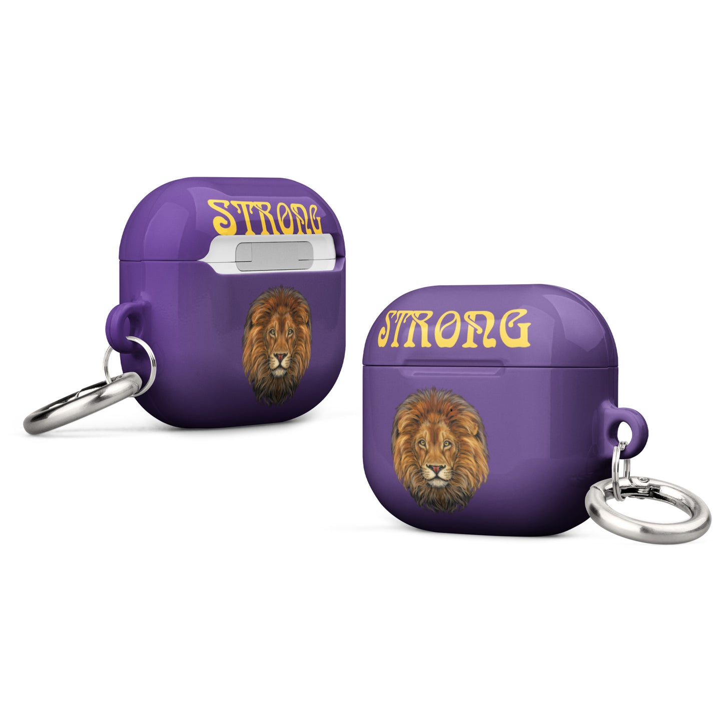 “STRONG”Purple Case for AirPods® W/Yellow Font