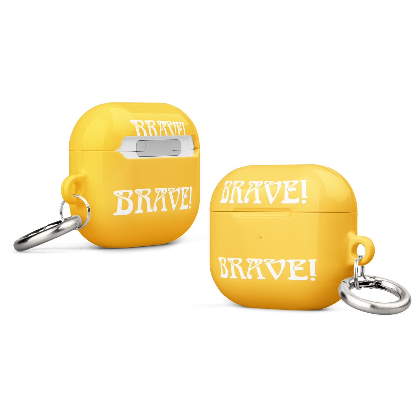 “BRAVE!”Yellow Case for AirPods®W/White Font