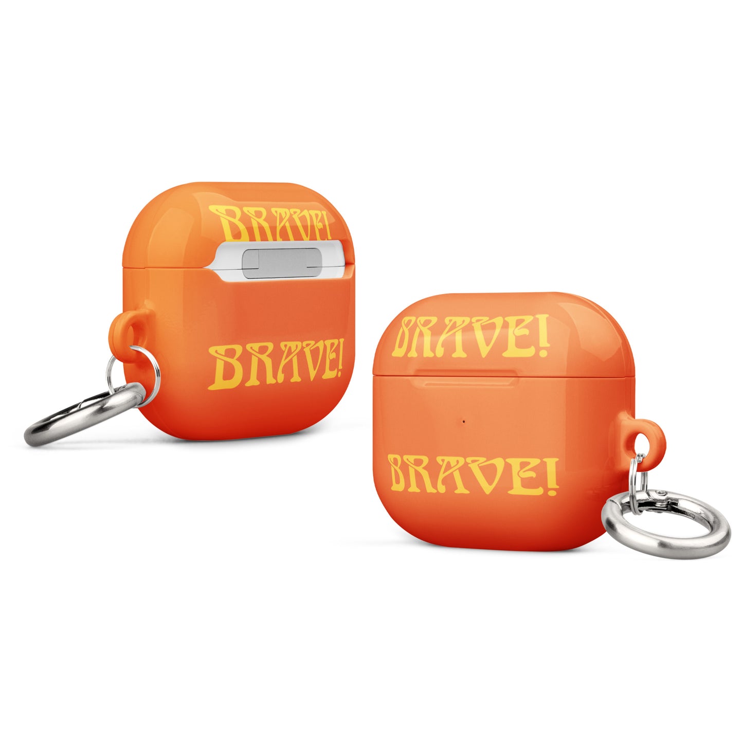 “BRAVE!”Orange Case for AirPods®W/Yellow Font