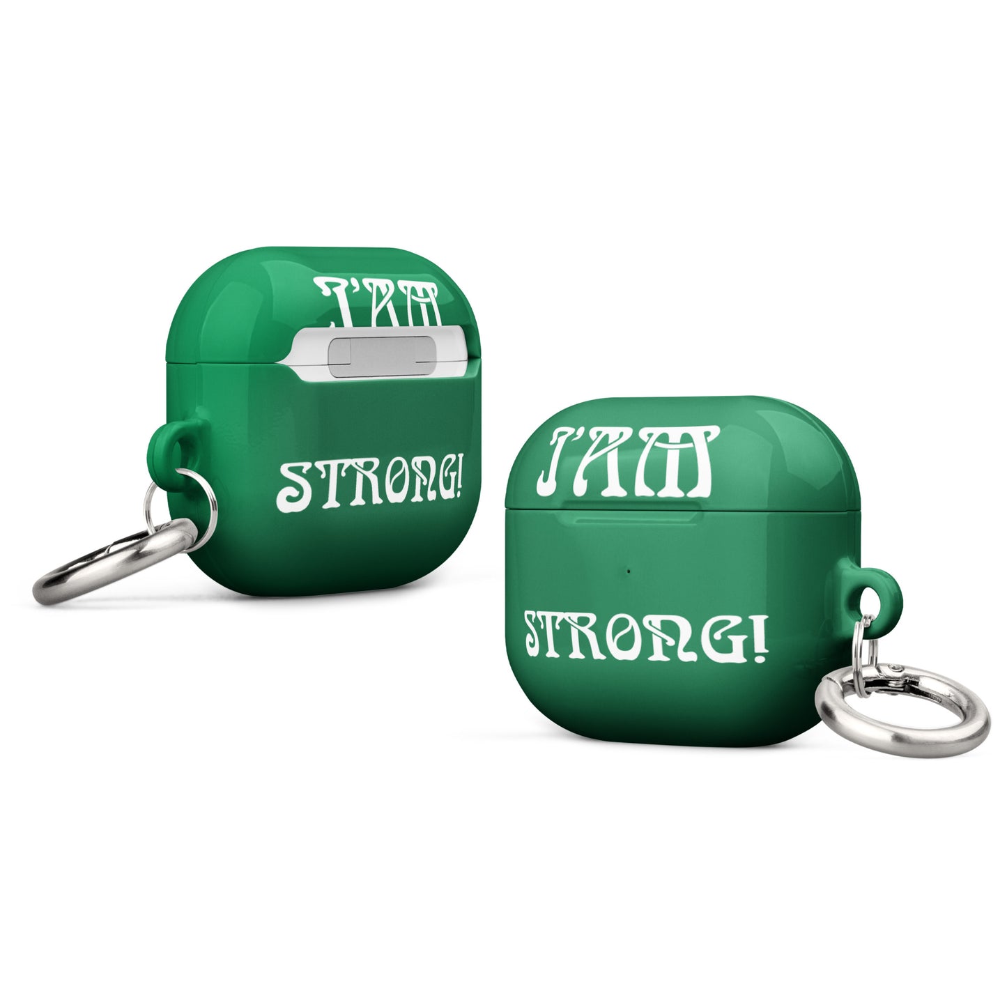 “I’AM STRONG!” Green Case for AirPods® W/White Font