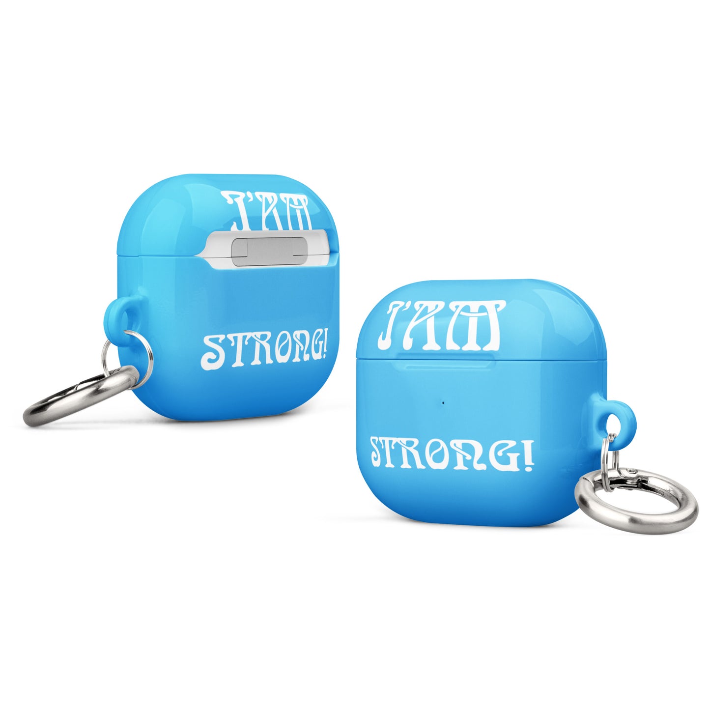 “I’AM STRONG!”SkyBlue Case for AirPods® W/White Font