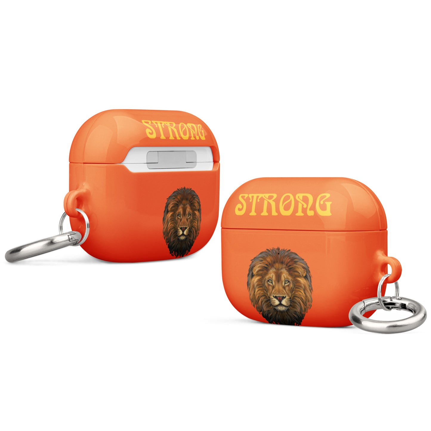“STRONG”Orange Case for AirPods®W/Yellow Font