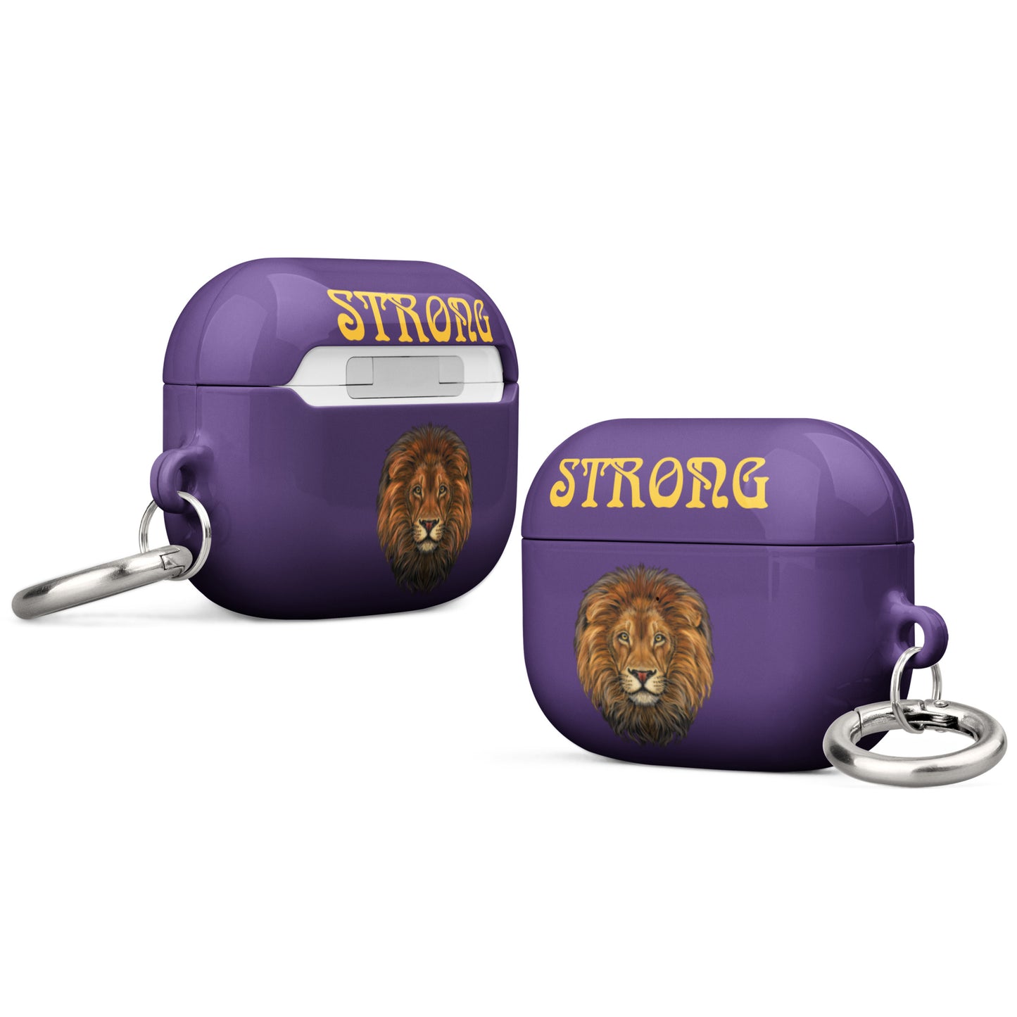 “STRONG”Purple Case for AirPods® W/Yellow Font