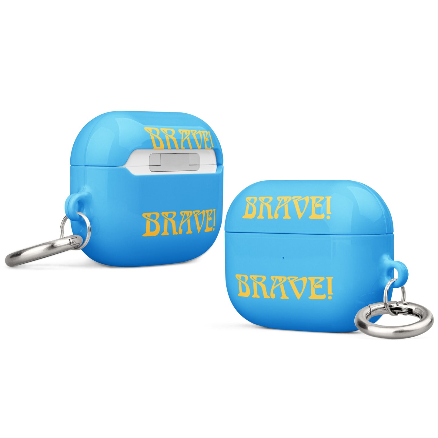 “BRAVE!”SkyBlue Case for AirPods®W/Yellow Font