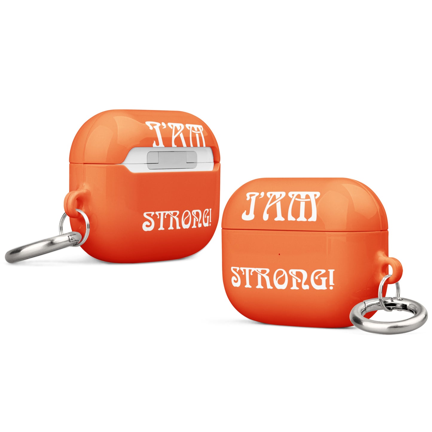 “I’AM STRONG!”Orange Case for AirPods® W/White Font