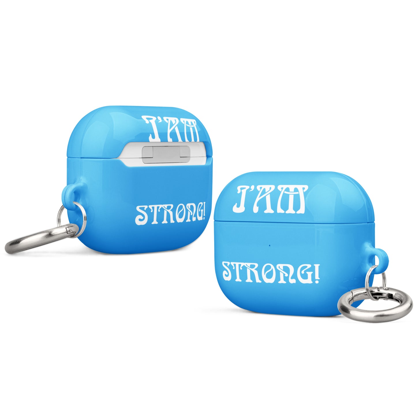 “I’AM STRONG!”SkyBlue Case for AirPods® W/White Font