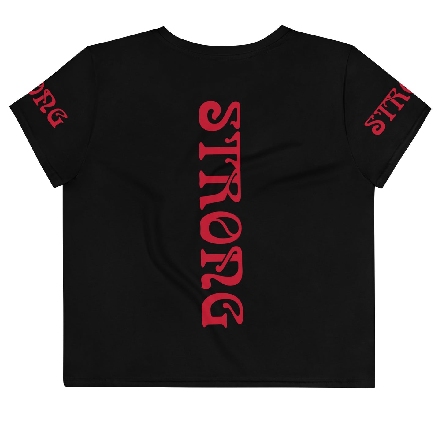 “STRONG”Black Crop Tee W/Red Font