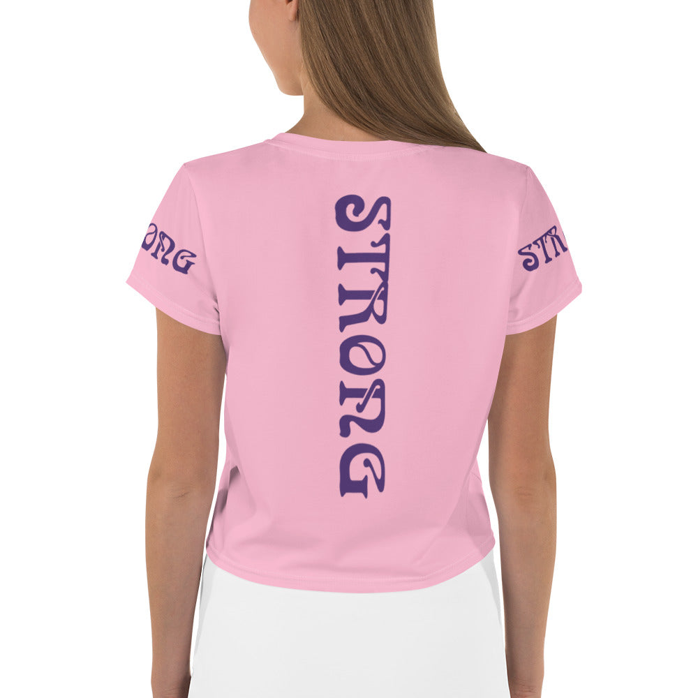 “STRONG”Cotton Candy Crop Tee W/Purple Font