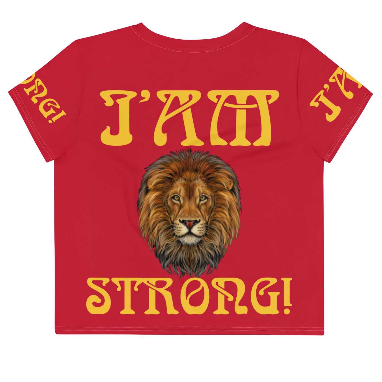 “I’AM STRONG!”Red Crop Tee W/Yellow Font