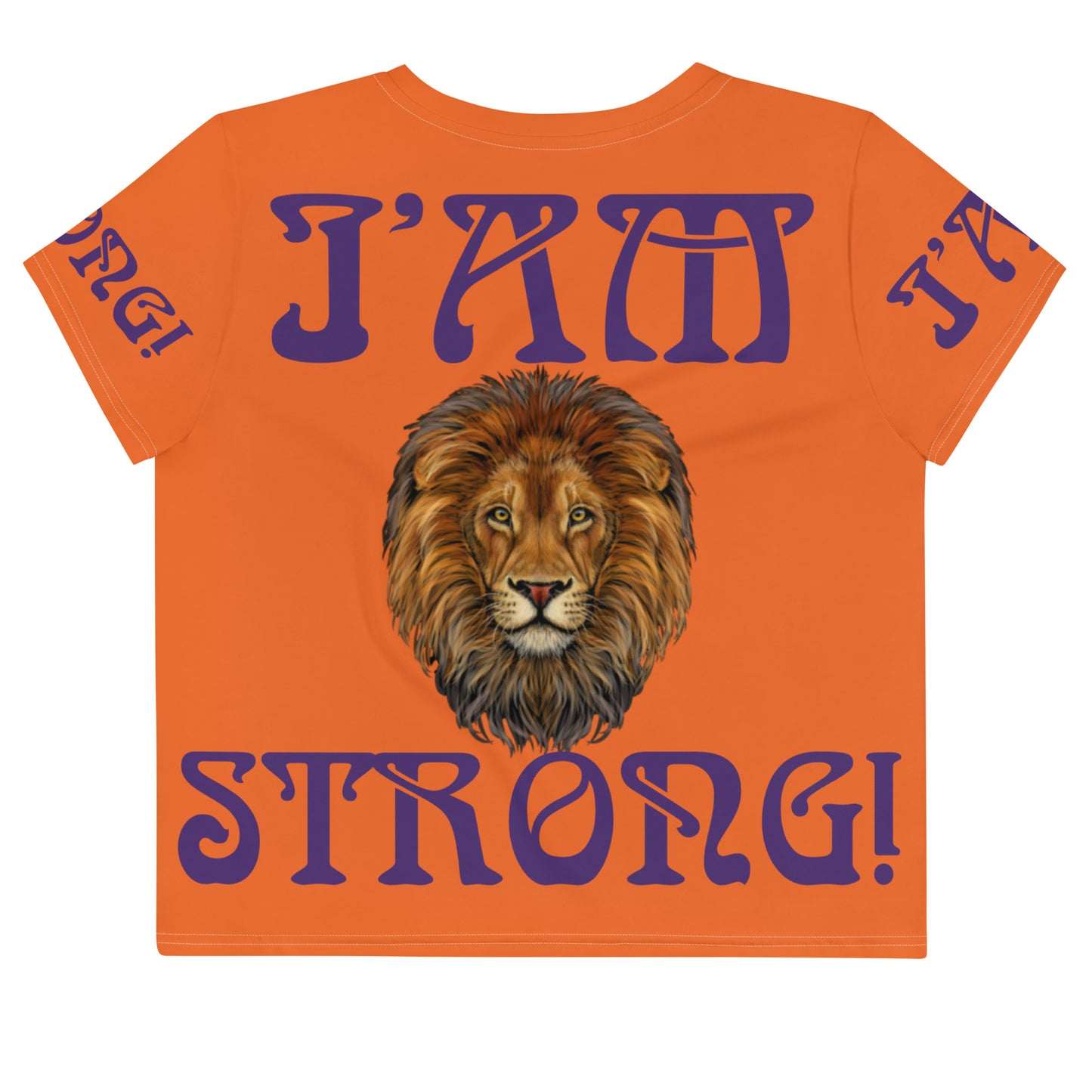 “I’AM STRONG!”Orange Crop Tee W/Purple Font