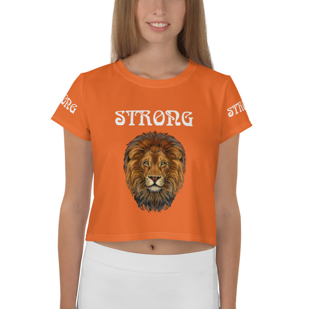 “STRONG”Orange Crop Tee W/White Font