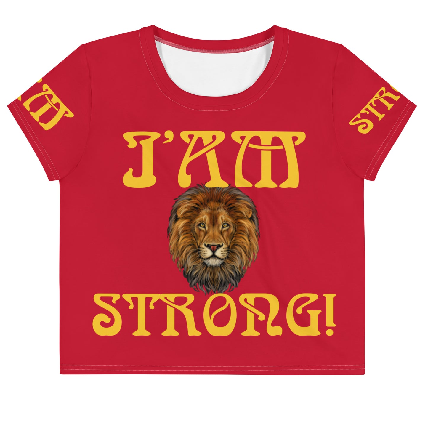 “I’AM STRONG!”Red Crop Tee W/Yellow Font