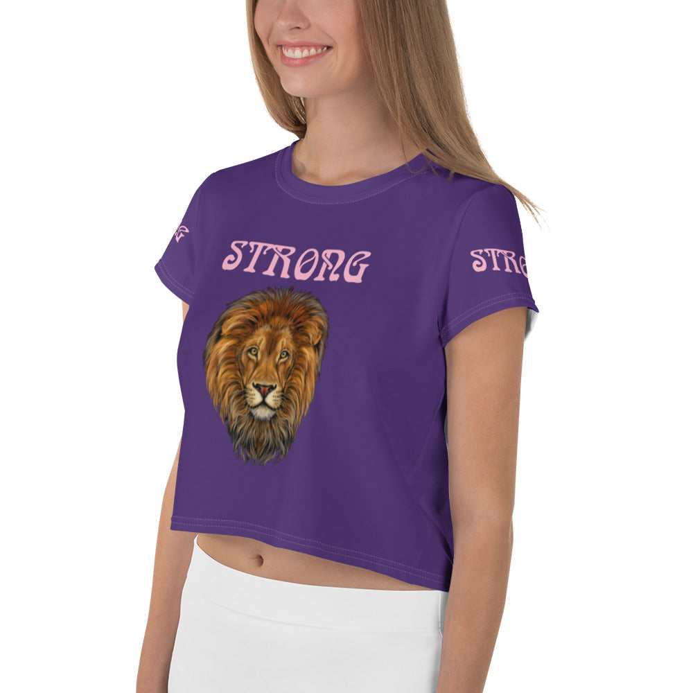 “STRONG” Purple Crop Tee W/Cotton Candy Font