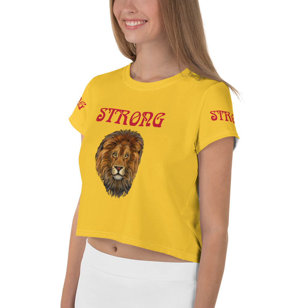 “STRONG”Yellow Crop Tee W/Red Font