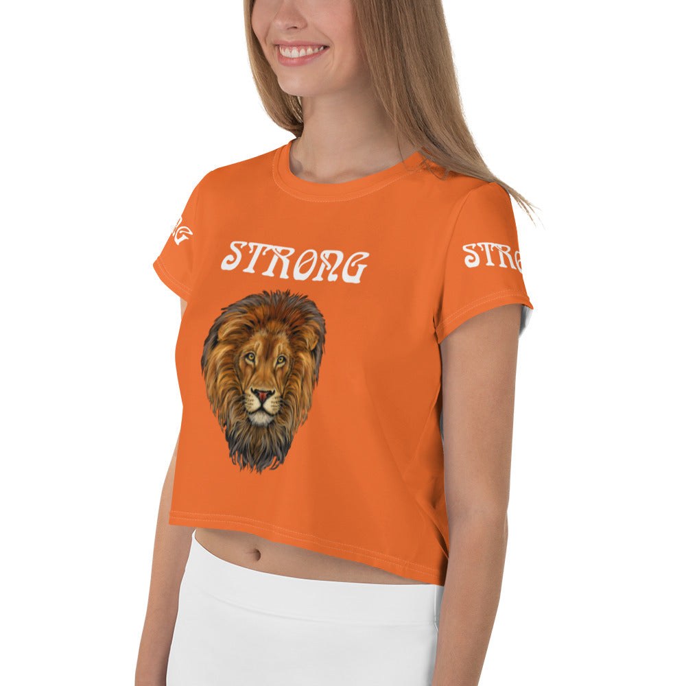 “STRONG”Orange Crop Tee W/White Font
