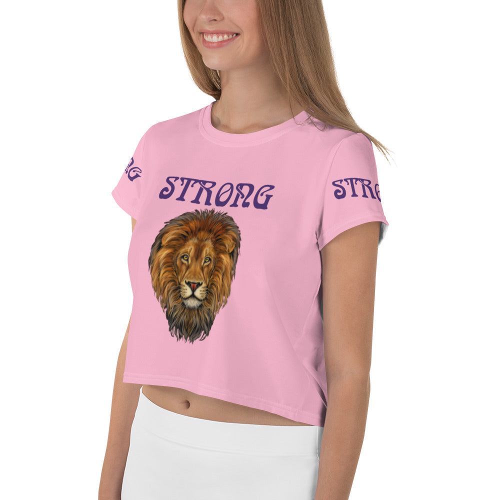 “STRONG”Cotton Candy Crop Tee W/Purple Font