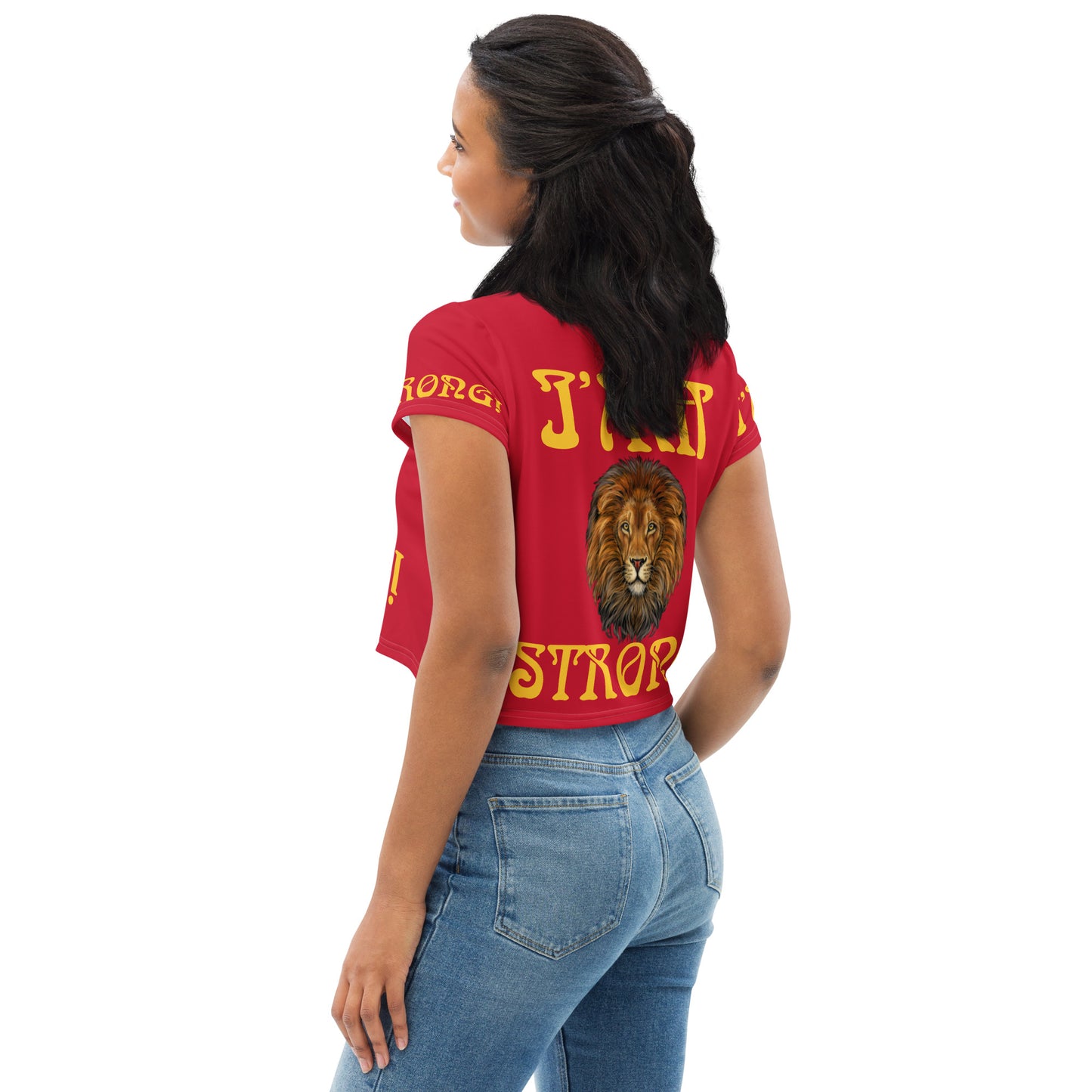 “I’AM STRONG!”Red Crop Tee W/Yellow Font