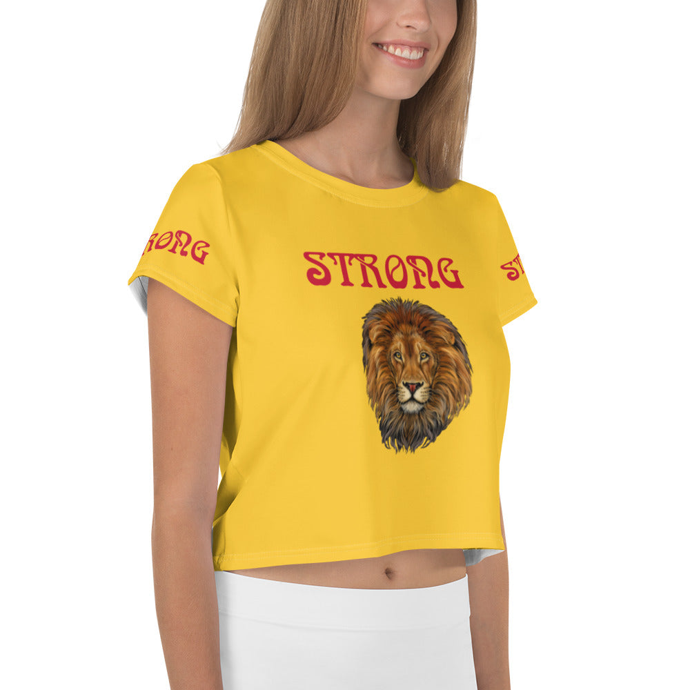 “STRONG”Yellow Crop Tee W/Red Font