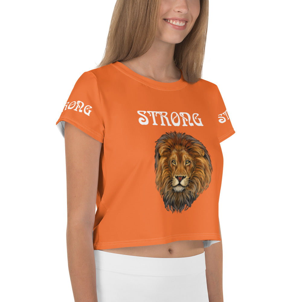 “STRONG”Orange Crop Tee W/White Font