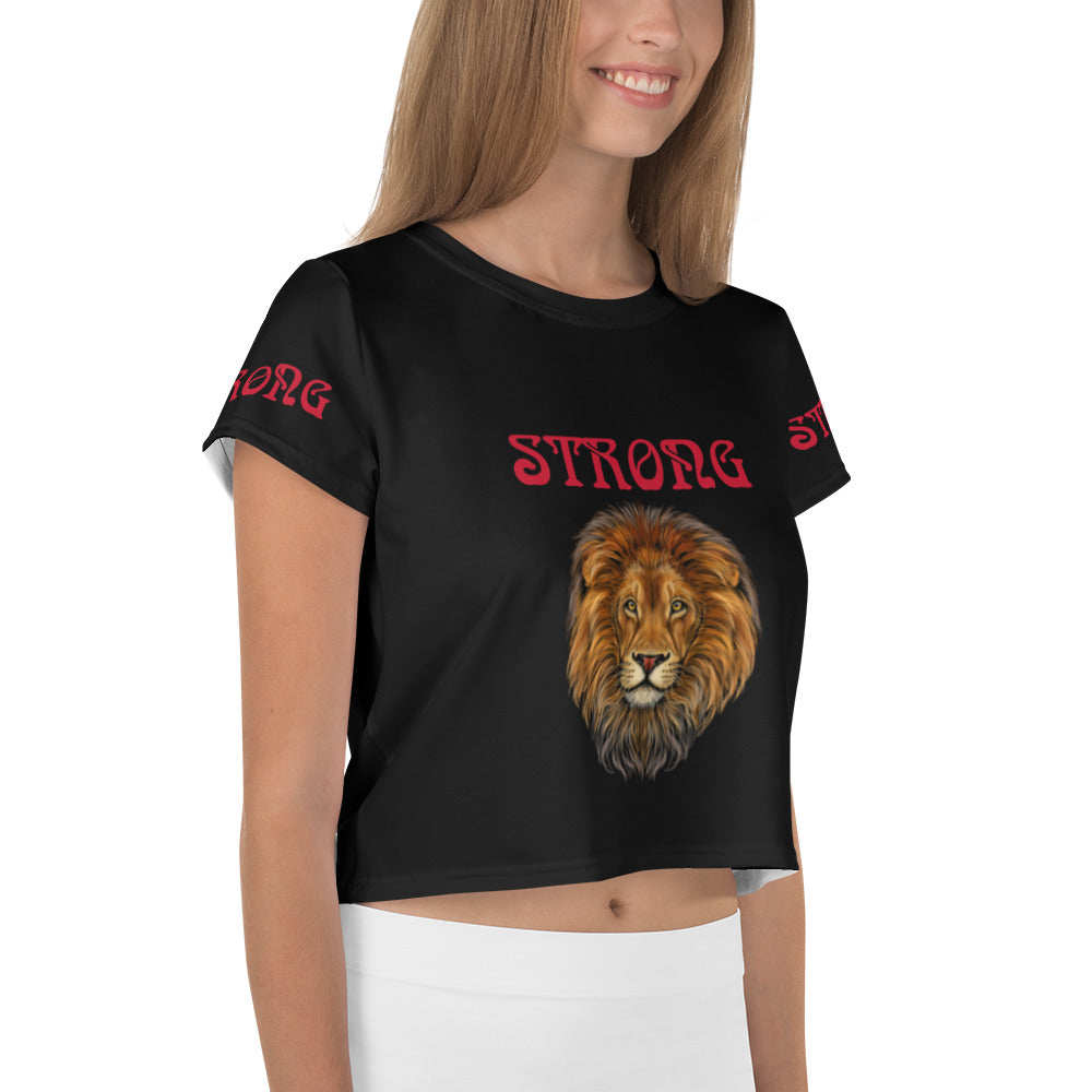 “STRONG”Black Crop Tee W/Red Font