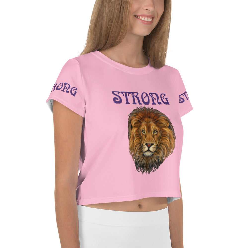 “STRONG”Cotton Candy Crop Tee W/Purple Font