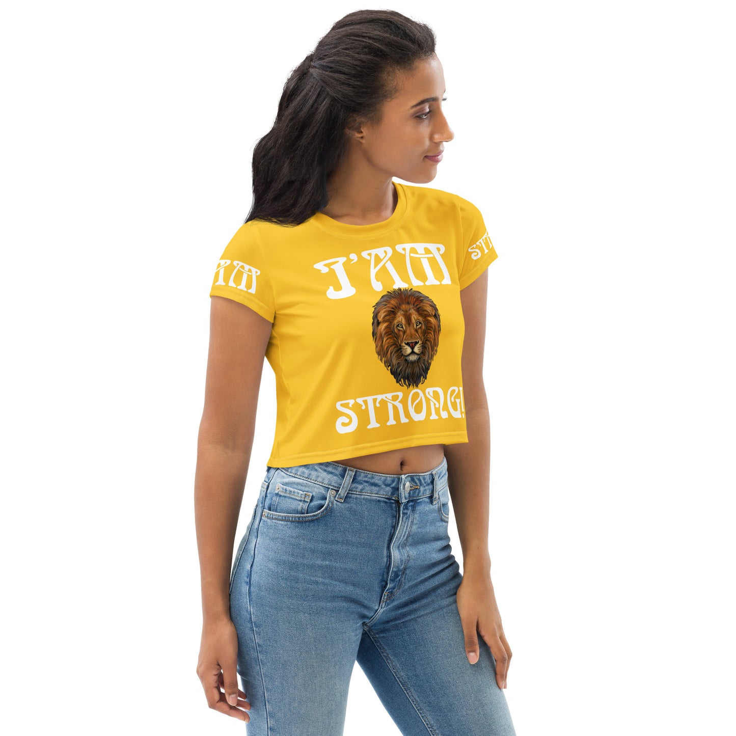 “I’AM STRONG!” Yellow Crop Tee W/White Font