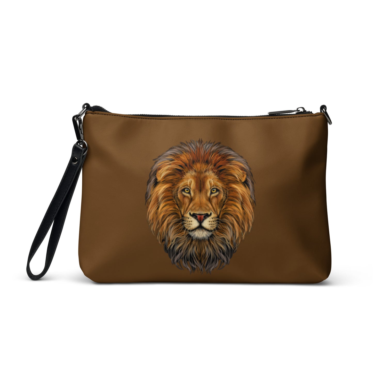 “STRONG”Brown Crossbody Bag W/Orange Font