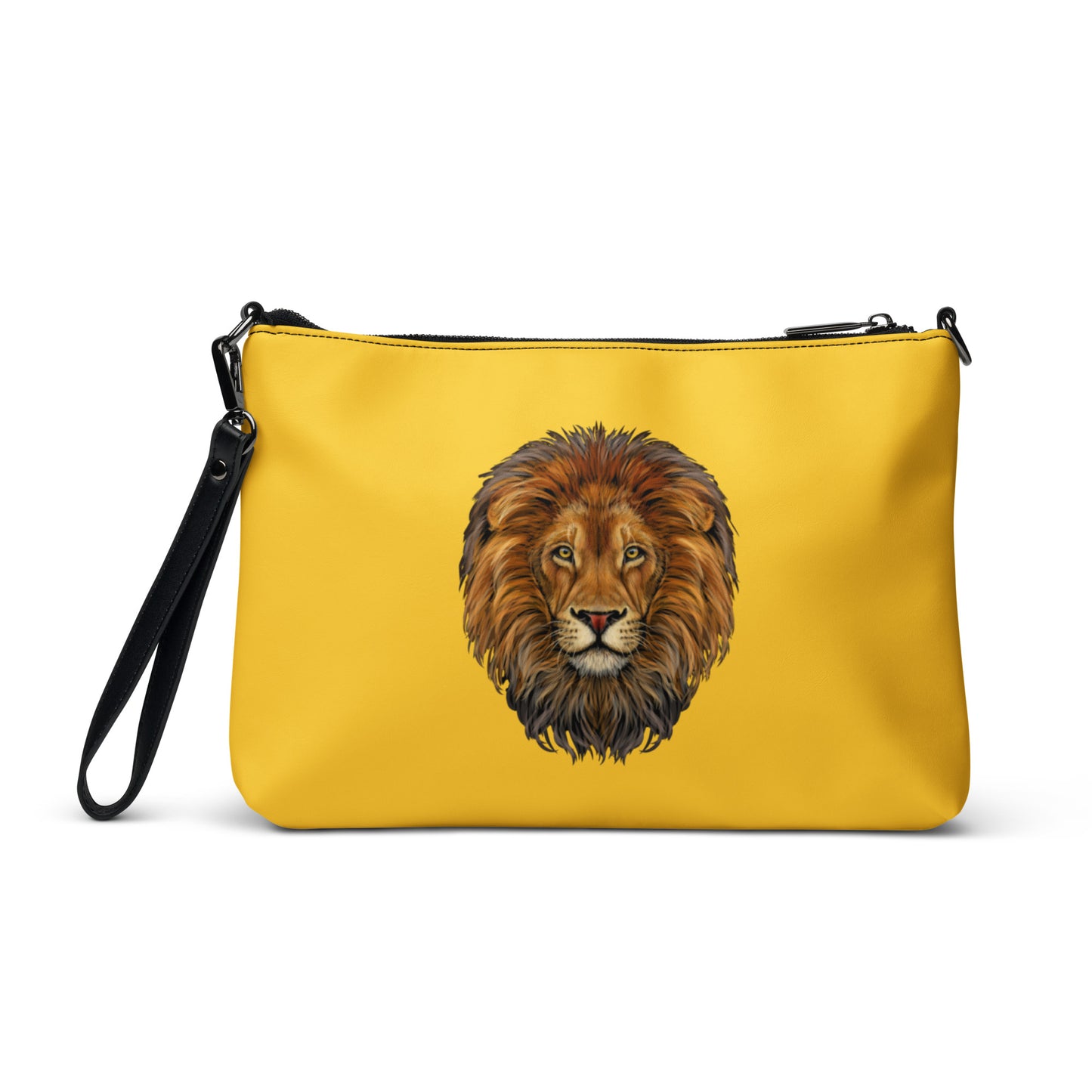 “BRAVE!”Yellow Crossbody Bag W/ Purple Font