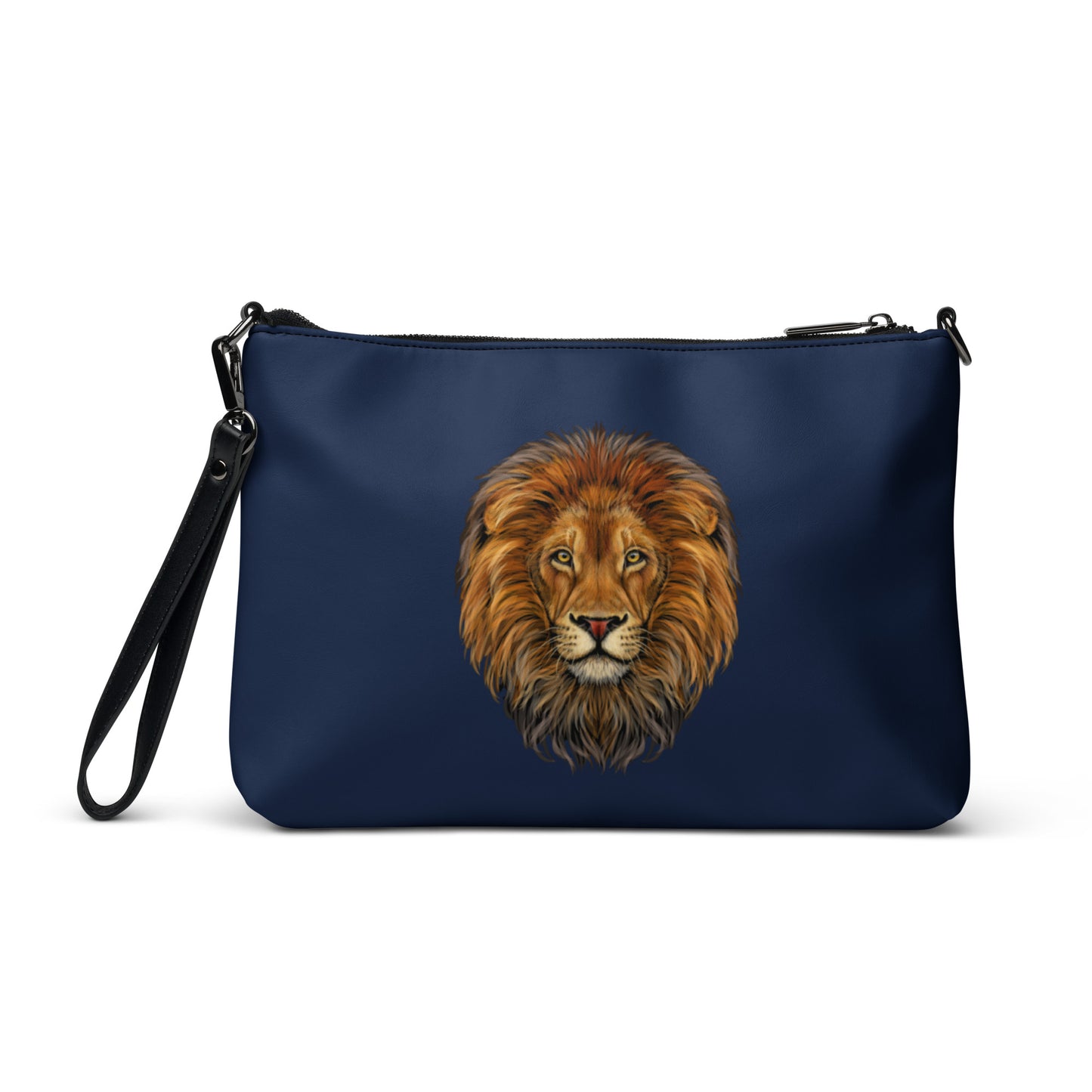 “BRAVE!”Navy Crossbody Bag W/Orange Font