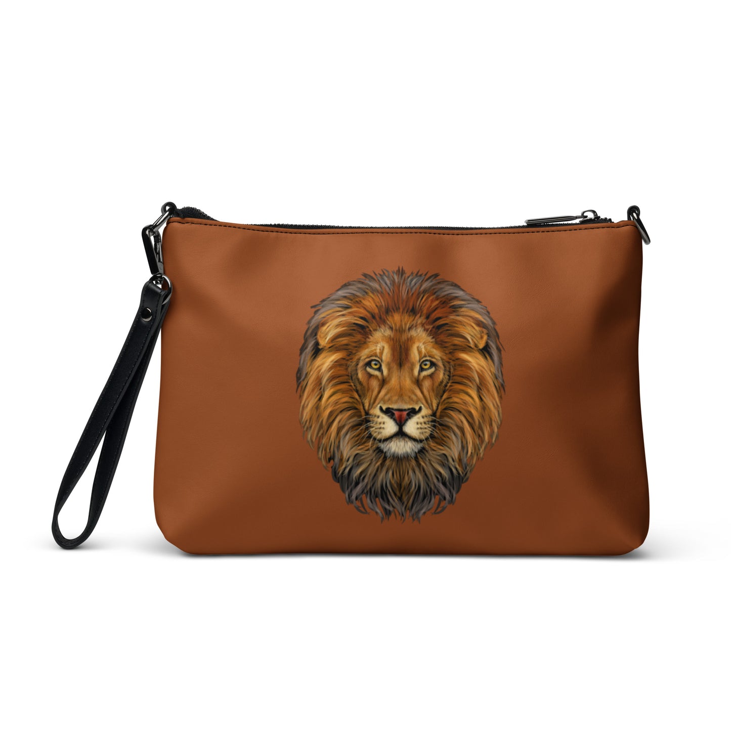 “BRAVE!”Brown Crossbody Bag W/Yellow Font