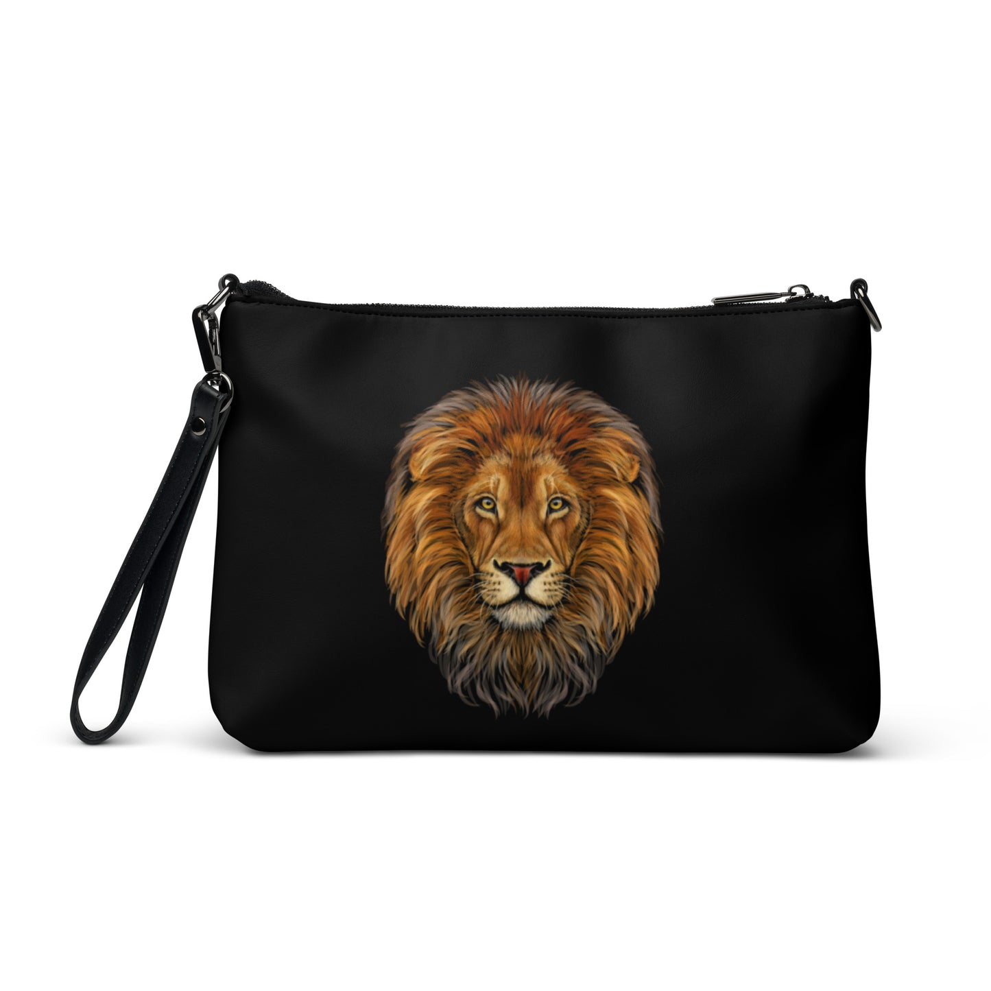 “BRAVE!”Black Crossbody Bag W/Bronze Font