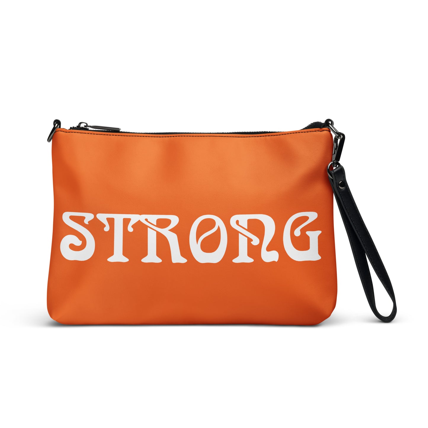 “STRONG”Orange Crossbody Bag W/White Font