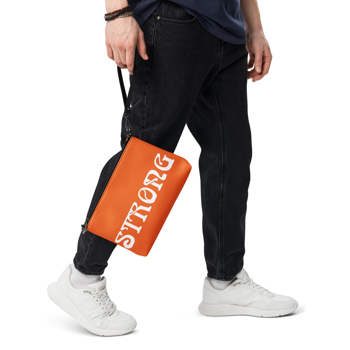 “STRONG”Orange Crossbody Bag W/White Font