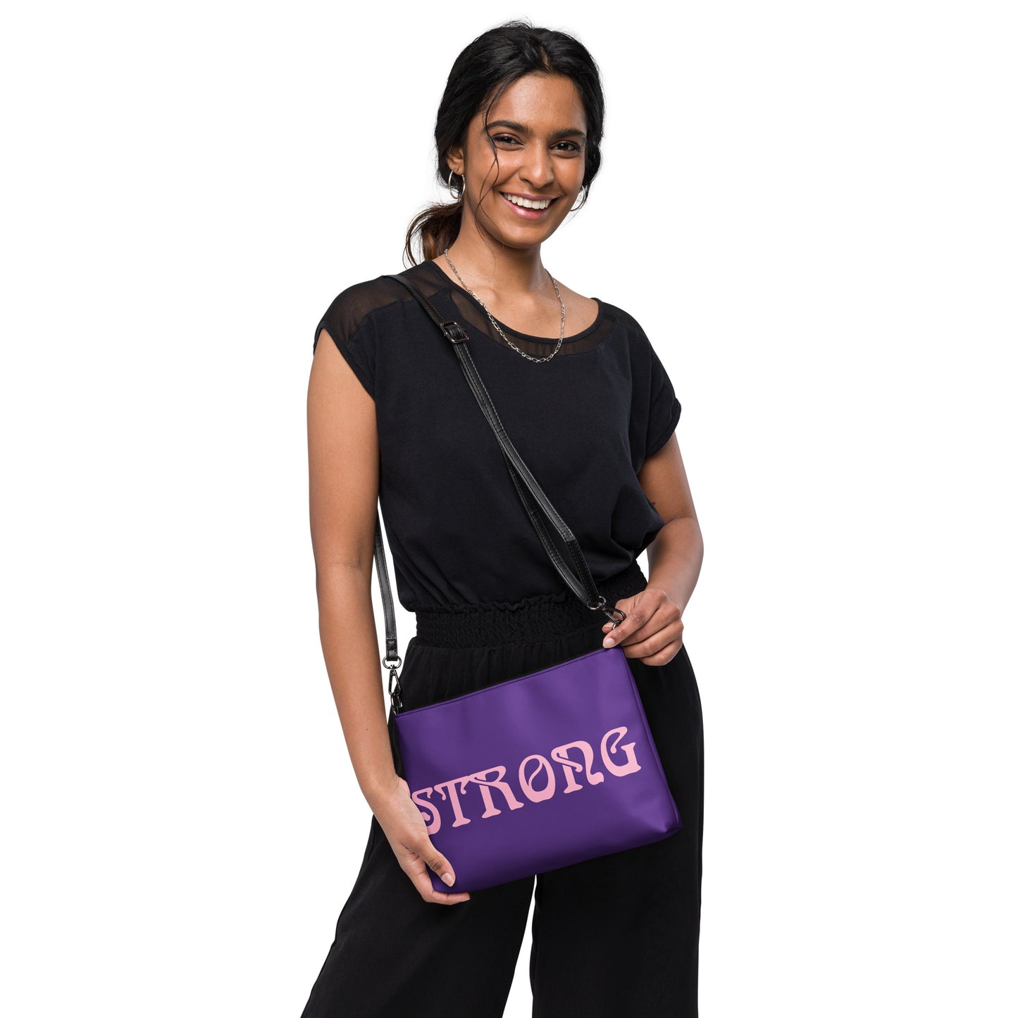 “STRONG”Purple Crossbody Bag W/Cotton Candy Font